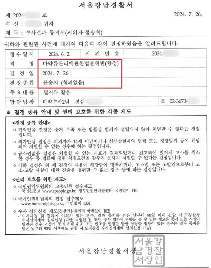 [마약·향정 불송치 성공 사례] 마약 판매 혐의로 입건되었으나 혐의없음 종결